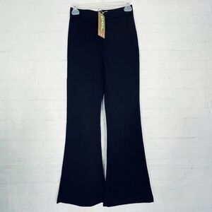 OGL Flared Pants Women XS Black High Rise Pull On Slimming Ponte Flat Front